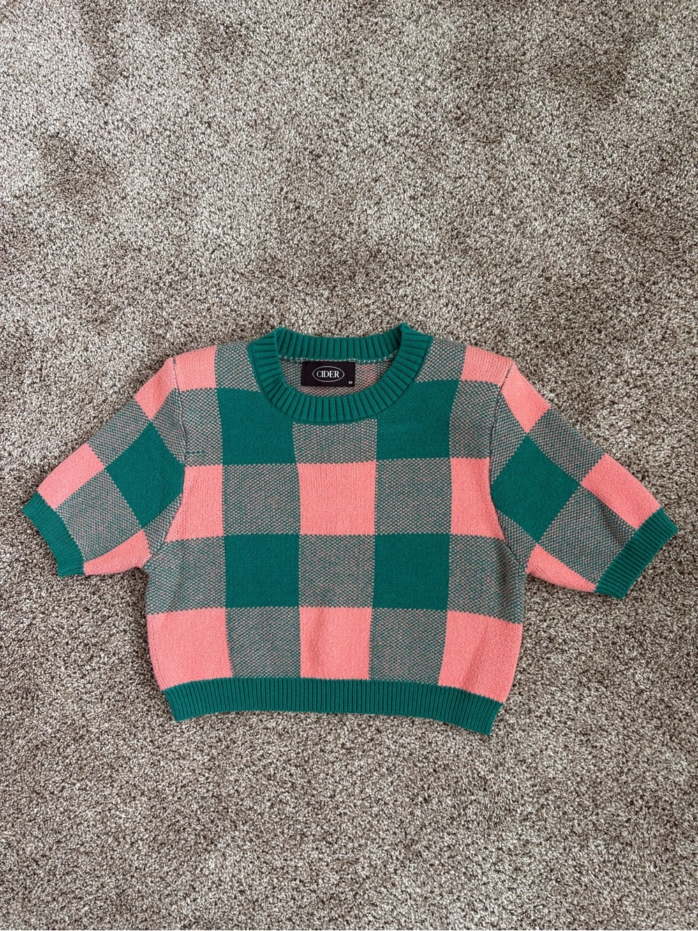 Checkered Cropped Sweater